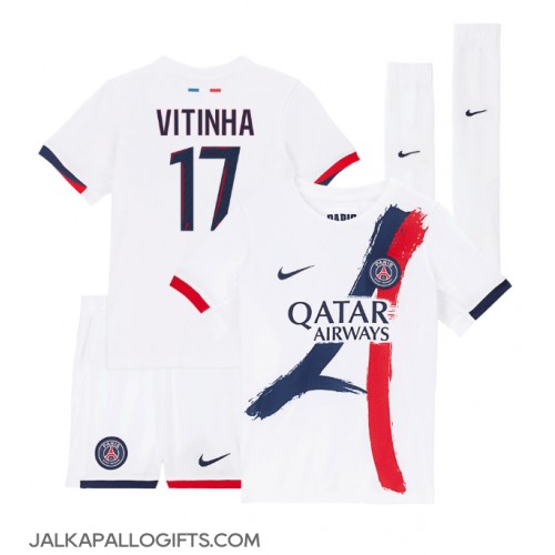 Paris Saint-Germain Vitinha #17 Vieras Peliasu Lasten 2024-25 Lyhythihainen (+ Lyhyet housut)